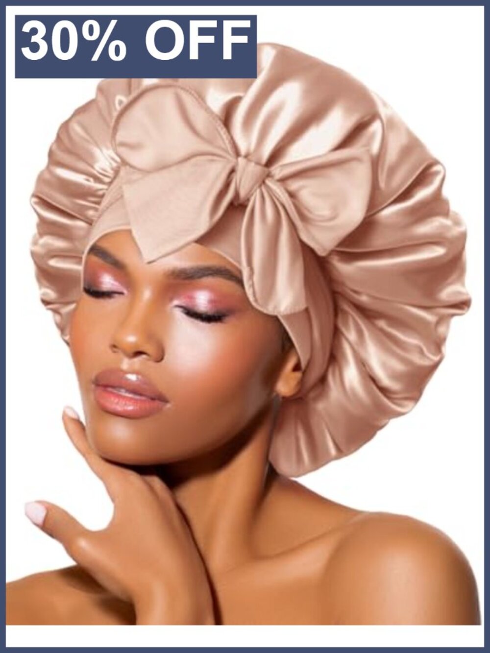 Double Layer Satin Lined Silk Bonnet for Sleeping with Tie Band